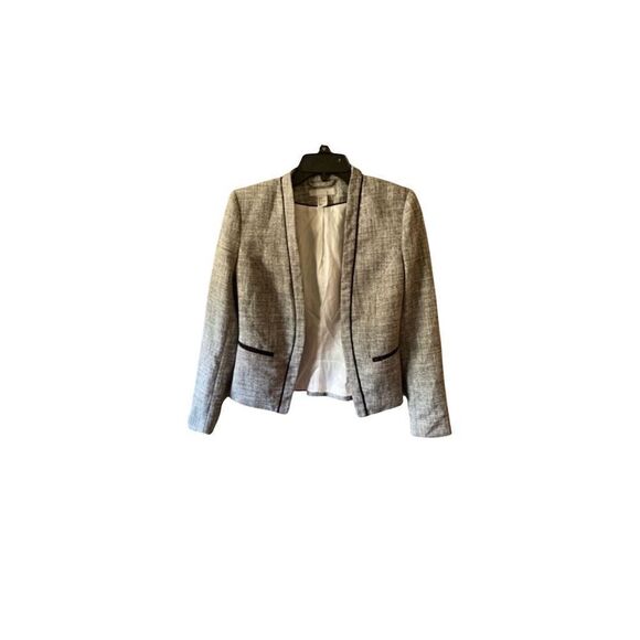 H&M Women's Gray Tweed Blazer Size 8 Mid-Length 3/4 Sleeve Jacket - Picture 6 of 7